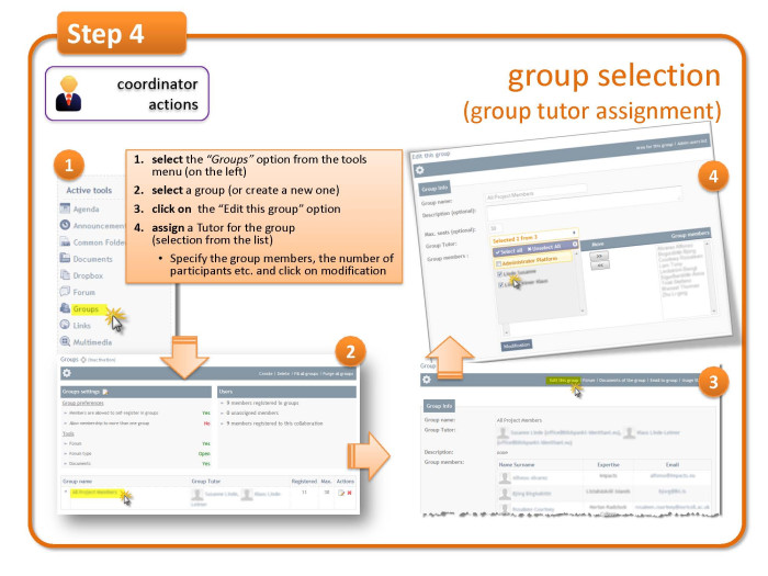 Step 4: group selection (group tutor assignment) 