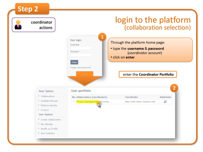 Step 2: login to the platform (collaboration selection) 