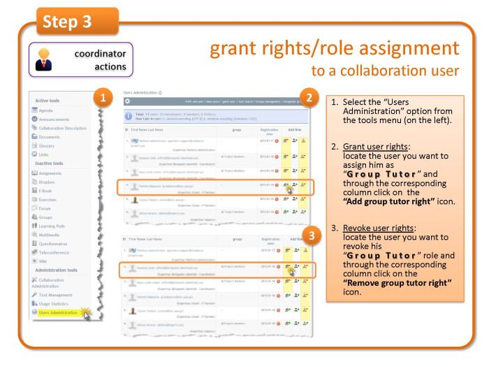 Step 3: grant rights/role assignment to a collaboration user 