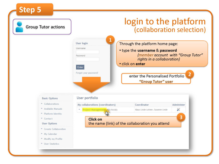 Step 5: login to the platform (collaboration selection) 