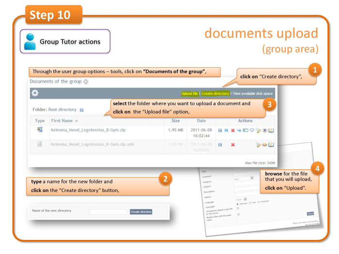 Step 10: documents upload (group area)
 